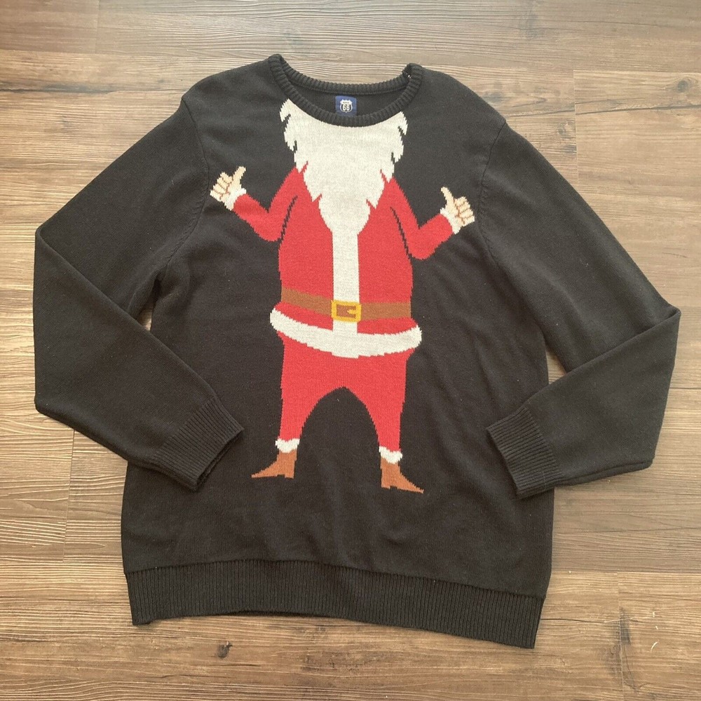 Men’s Route 66 Santa's Suit Ugly Christmas Sweater Red Tacky Size XLT